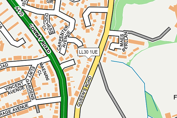 LL30 1UE map - OS OpenMap – Local (Ordnance Survey)