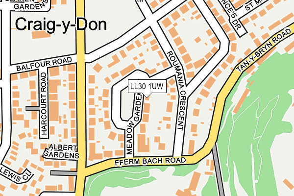 LL30 1UW map - OS OpenMap – Local (Ordnance Survey)