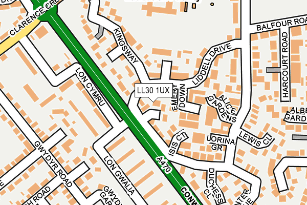 LL30 1UX map - OS OpenMap – Local (Ordnance Survey)