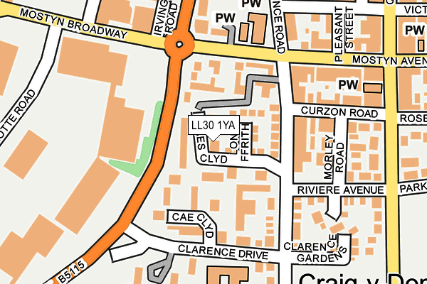 LL30 1YA map - OS OpenMap – Local (Ordnance Survey)