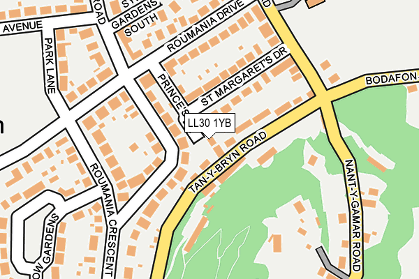 LL30 1YB map - OS OpenMap – Local (Ordnance Survey)