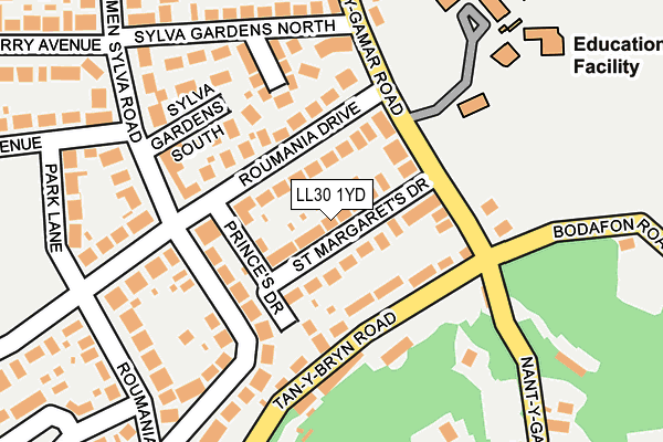 LL30 1YD map - OS OpenMap – Local (Ordnance Survey)