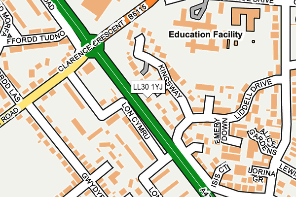 LL30 1YJ map - OS OpenMap – Local (Ordnance Survey)