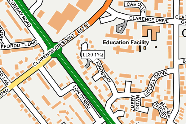 LL30 1YQ map - OS OpenMap – Local (Ordnance Survey)