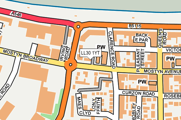 LL30 1YT map - OS OpenMap – Local (Ordnance Survey)