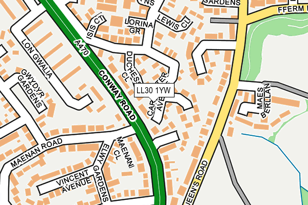 LL30 1YW map - OS OpenMap – Local (Ordnance Survey)