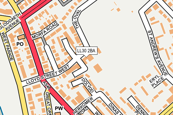 LL30 2BA map - OS OpenMap – Local (Ordnance Survey)