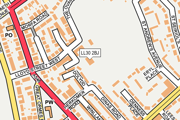 LL30 2BJ map - OS OpenMap – Local (Ordnance Survey)