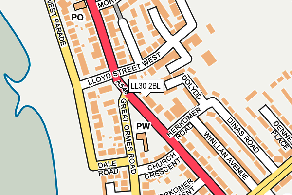 LL30 2BL map - OS OpenMap – Local (Ordnance Survey)
