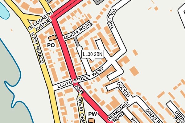 LL30 2BN map - OS OpenMap – Local (Ordnance Survey)