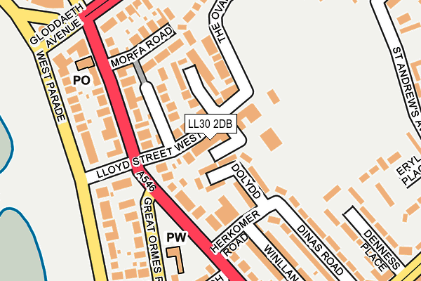 LL30 2DB map - OS OpenMap – Local (Ordnance Survey)