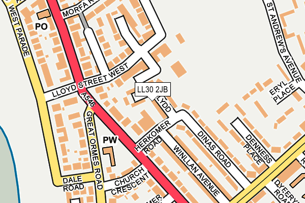 LL30 2JB map - OS OpenMap – Local (Ordnance Survey)