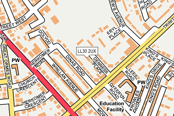 LL30 2UX map - OS OpenMap – Local (Ordnance Survey)