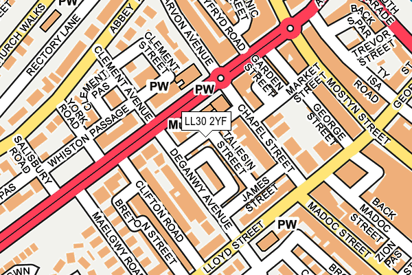 LL30 2YF map - OS OpenMap – Local (Ordnance Survey)