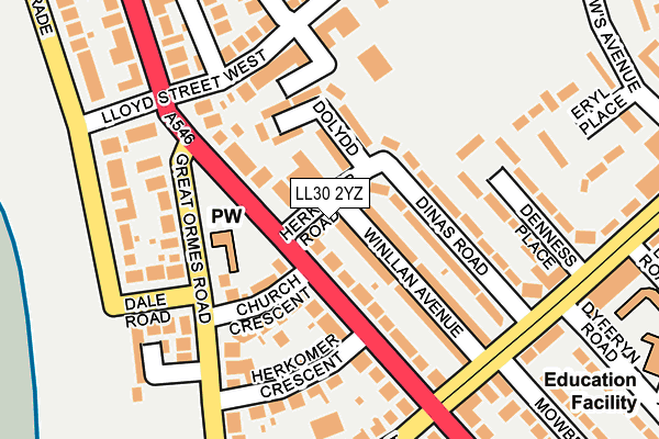 LL30 2YZ map - OS OpenMap – Local (Ordnance Survey)