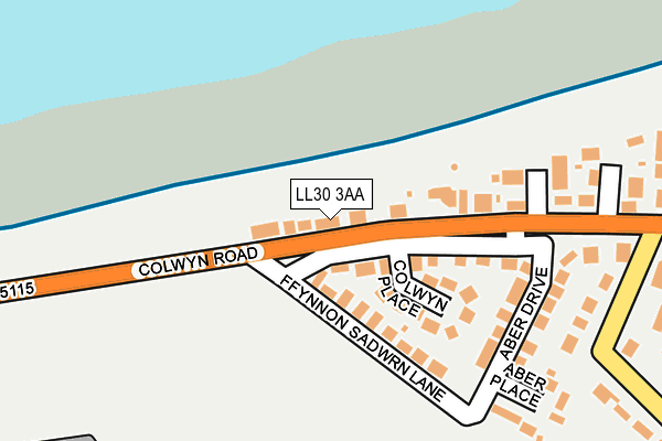 LL30 3AA map - OS OpenMap – Local (Ordnance Survey)