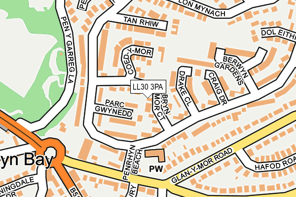 LL30 3PA map - OS OpenMap – Local (Ordnance Survey)