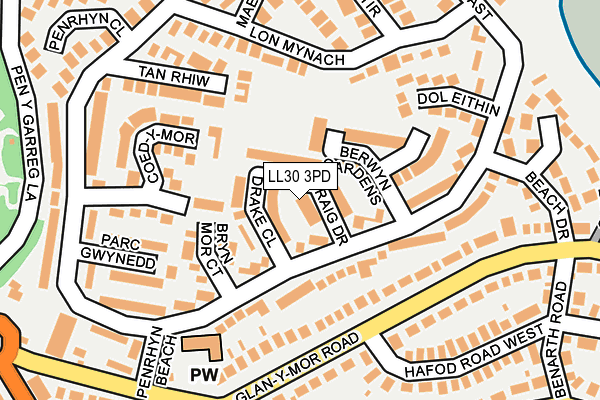 LL30 3PD map - OS OpenMap – Local (Ordnance Survey)