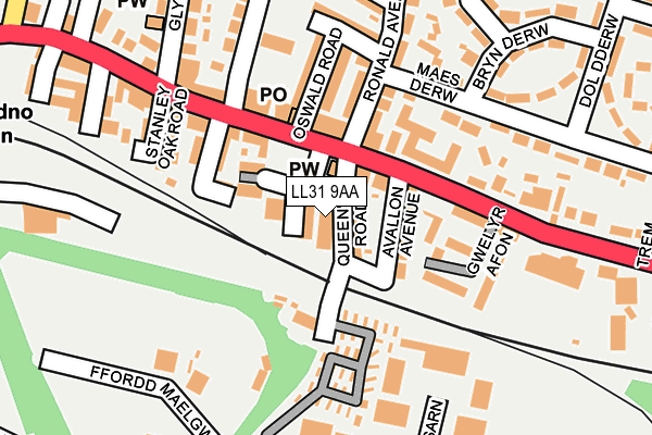 LL31 9AA map - OS OpenMap – Local (Ordnance Survey)
