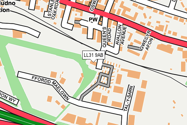 LL31 9AB map - OS OpenMap – Local (Ordnance Survey)