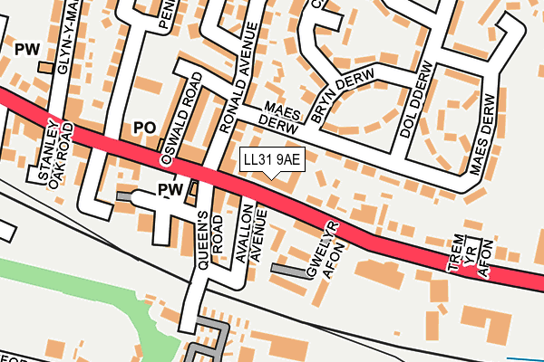 LL31 9AE map - OS OpenMap – Local (Ordnance Survey)