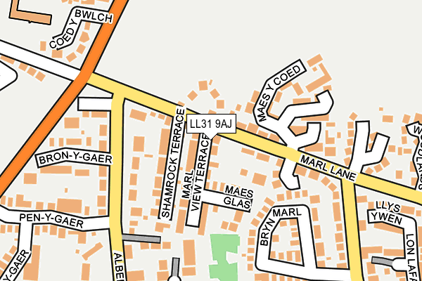 LL31 9AJ map - OS OpenMap – Local (Ordnance Survey)
