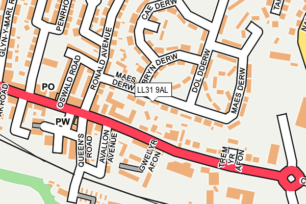 LL31 9AL map - OS OpenMap – Local (Ordnance Survey)