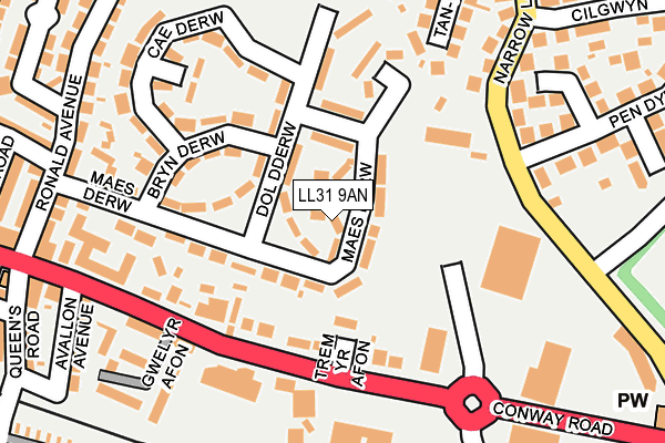 LL31 9AN map - OS OpenMap – Local (Ordnance Survey)
