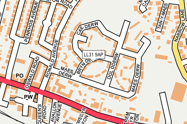 LL31 9AP map - OS OpenMap – Local (Ordnance Survey)
