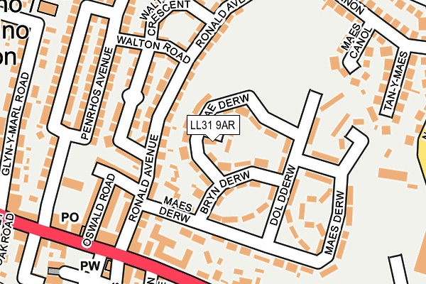 LL31 9AR map - OS OpenMap – Local (Ordnance Survey)