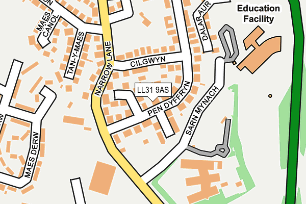 LL31 9AS map - OS OpenMap – Local (Ordnance Survey)