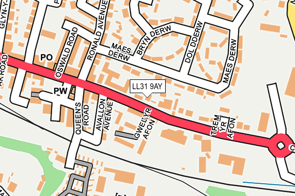 LL31 9AY map - OS OpenMap – Local (Ordnance Survey)
