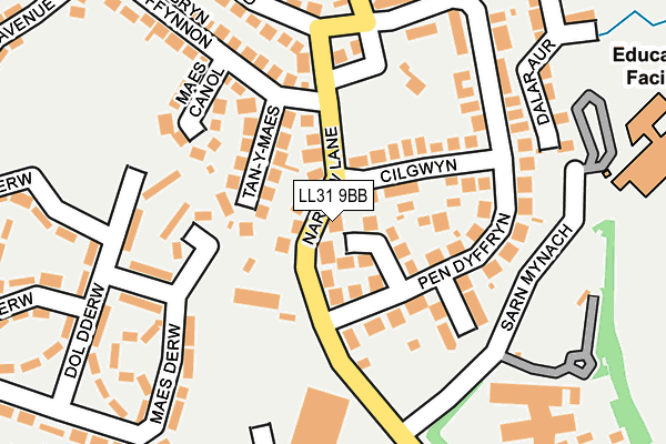 LL31 9BB map - OS OpenMap – Local (Ordnance Survey)