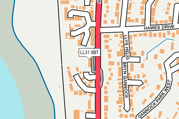 LL31 9BT map - OS OpenMap – Local (Ordnance Survey)