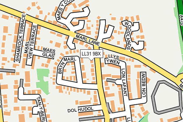 LL31 9BX map - OS OpenMap – Local (Ordnance Survey)