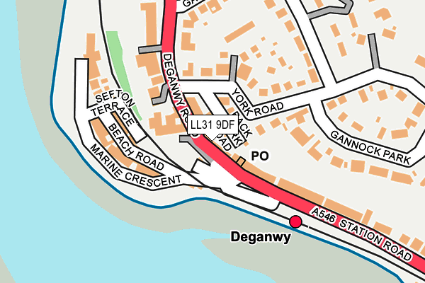 LL31 9DF map - OS OpenMap – Local (Ordnance Survey)