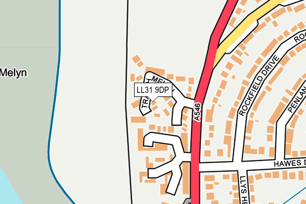 LL31 9DP map - OS OpenMap – Local (Ordnance Survey)