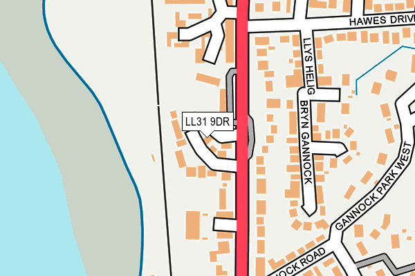 LL31 9DR map - OS OpenMap – Local (Ordnance Survey)
