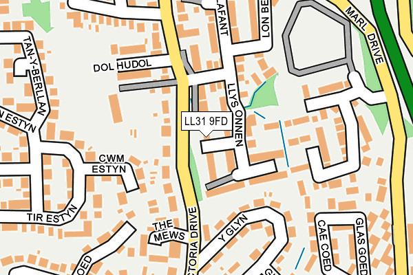 LL31 9FD map - OS OpenMap – Local (Ordnance Survey)
