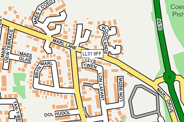 LL31 9FF map - OS OpenMap – Local (Ordnance Survey)