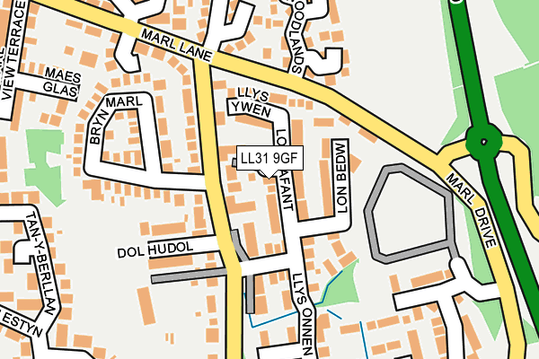 LL31 9GF map - OS OpenMap – Local (Ordnance Survey)