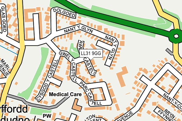 LL31 9GG map - OS OpenMap – Local (Ordnance Survey)