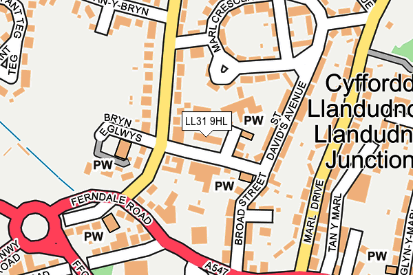 LL31 9HL map - OS OpenMap – Local (Ordnance Survey)