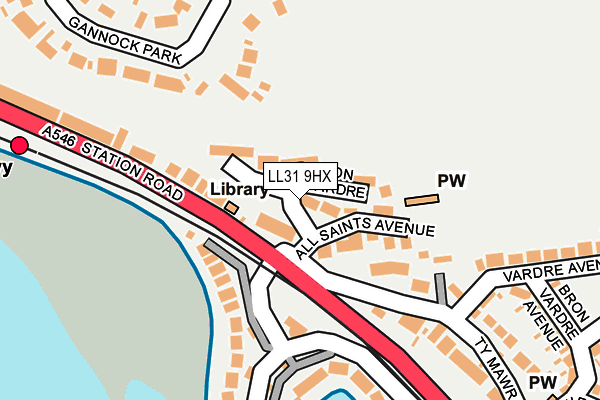 LL31 9HX map - OS OpenMap – Local (Ordnance Survey)