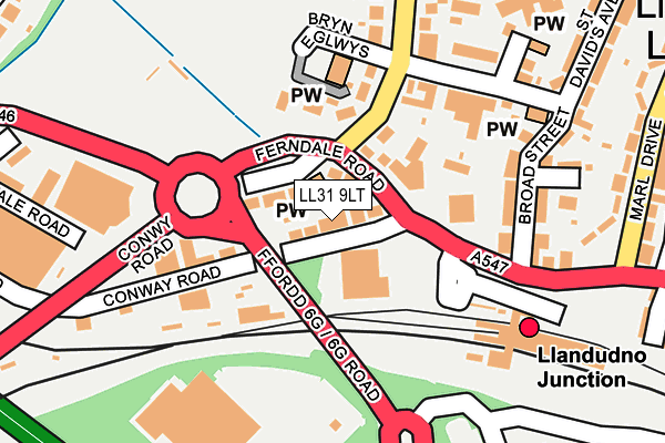 LL31 9LT map - OS OpenMap – Local (Ordnance Survey)