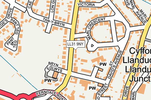 LL31 9NY map - OS OpenMap – Local (Ordnance Survey)