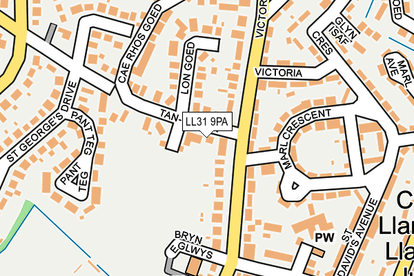 LL31 9PA map - OS OpenMap – Local (Ordnance Survey)