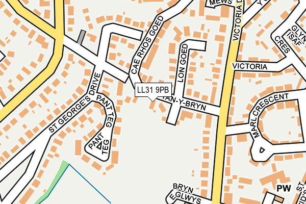 LL31 9PB map - OS OpenMap – Local (Ordnance Survey)
