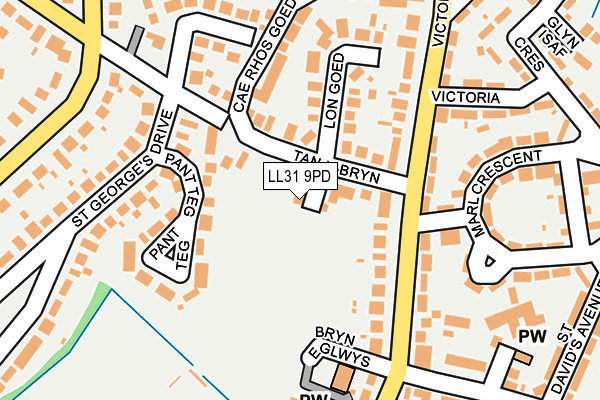 LL31 9PD map - OS OpenMap – Local (Ordnance Survey)