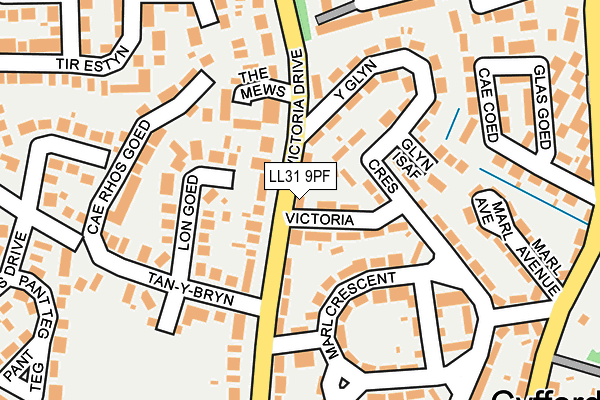 LL31 9PF map - OS OpenMap – Local (Ordnance Survey)